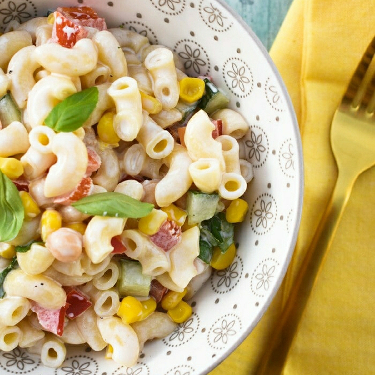 Vegan Macaroni Salad in a bowl