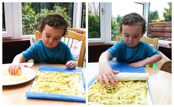 Step 2 - add the grated cheese.