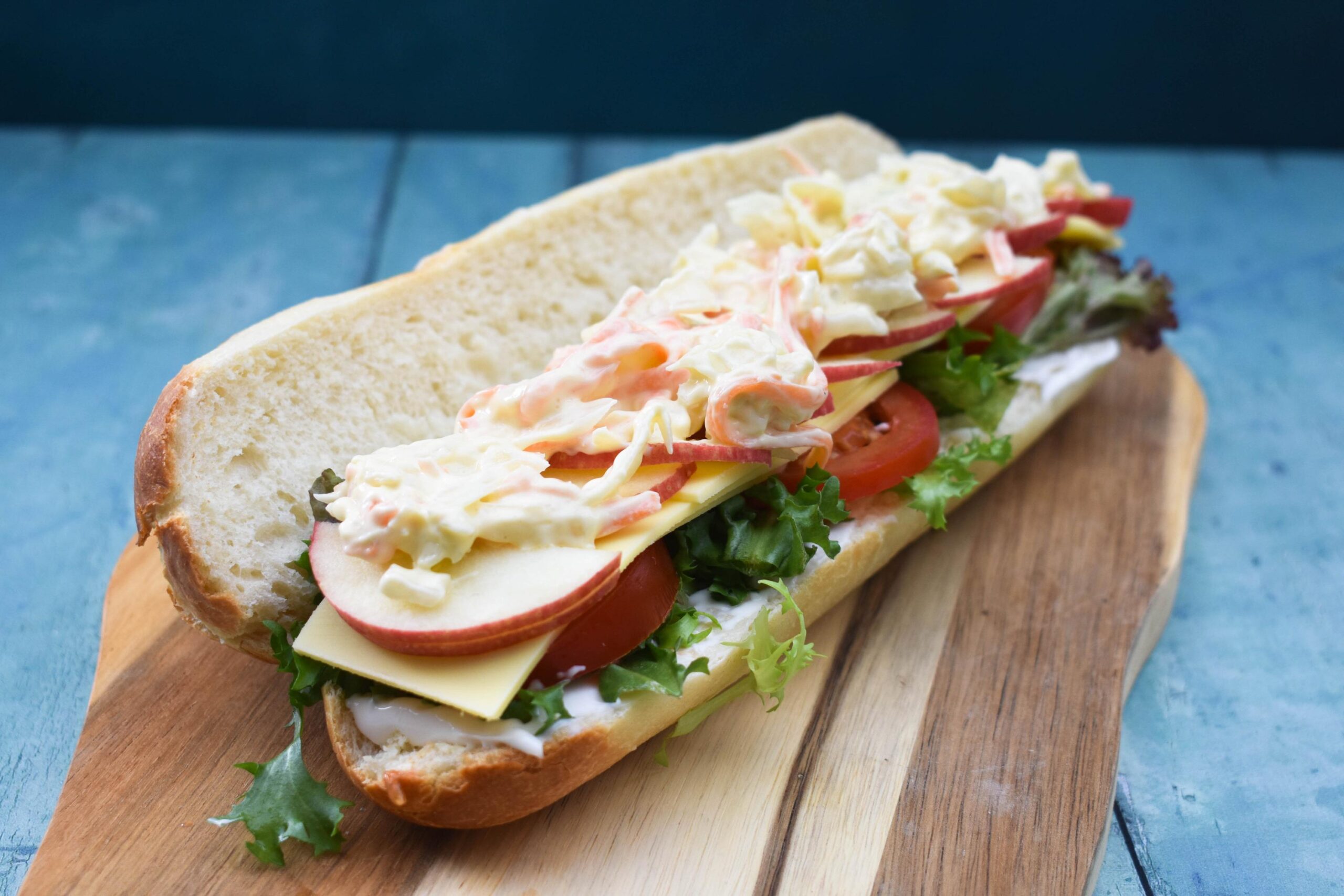 British Ploughman's Sandwich step 5 - add coleslaw.
