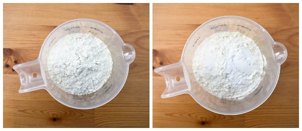 Vegan Banana Pancakes - Step 2 - add the flour, baking powder and salt.