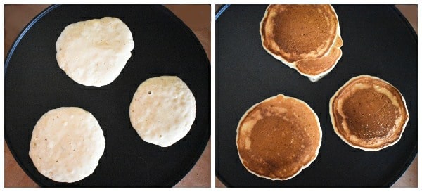 Vegan Banana Pancakes - Step 4 - bake the pancakes.