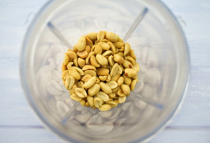 peanuts in a blander jug.