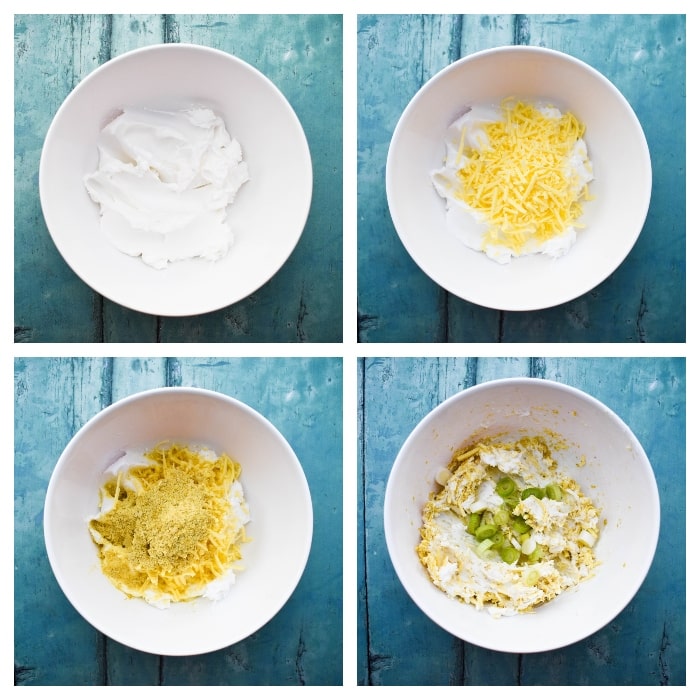 cheese & red pepper filo pies - step 1 - cheese mixture
