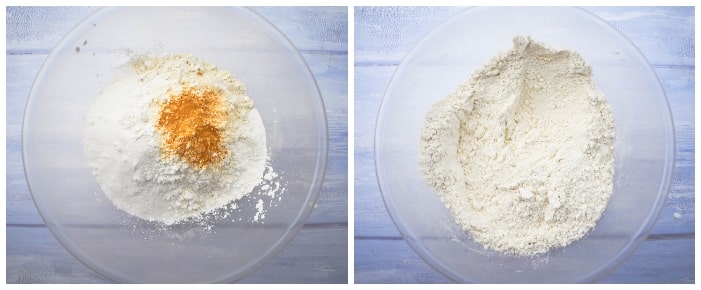making vegan lemon muffins step 3 - mix the dry ingredients.