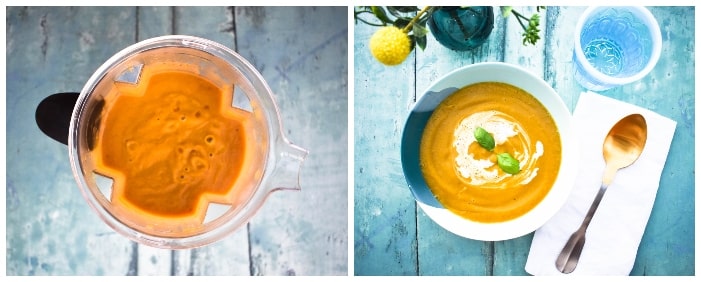 Making Easy Roasted Butternut Squash Soup Step 4 - blend and serve.