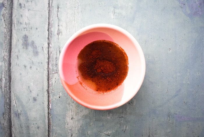 making paprika tortilla chips - step 1 - make dressing.