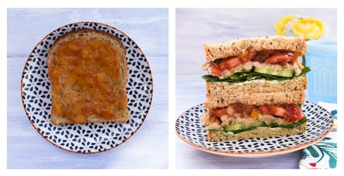 White Bean & Tomato Sandwich - step 6 - add a generous layer of mango chutney on the other slice of bread.
