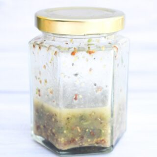 Greek Salad Dressing in a jam jar