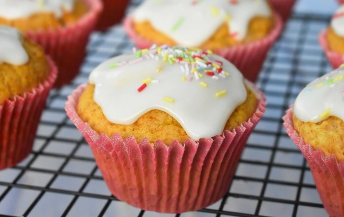 Easy Vegan Lemon Muffins on a baking rack.