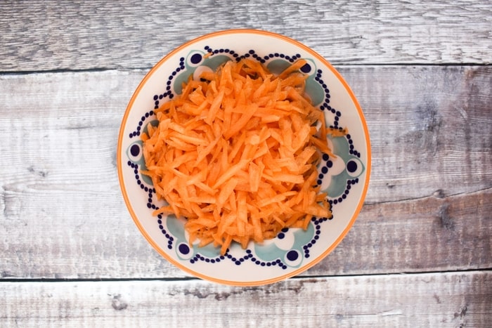 grated carrot in a bowl