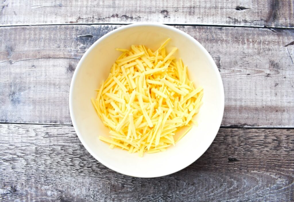 grated vegan cheese in a bowl