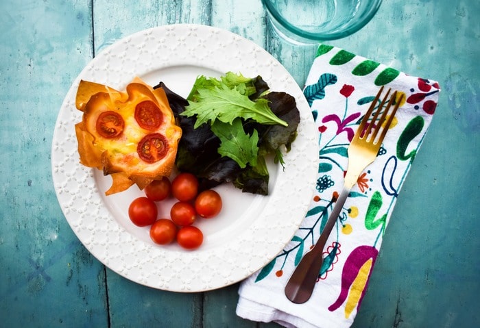 Vegan cheese red pepper filo hand pies.