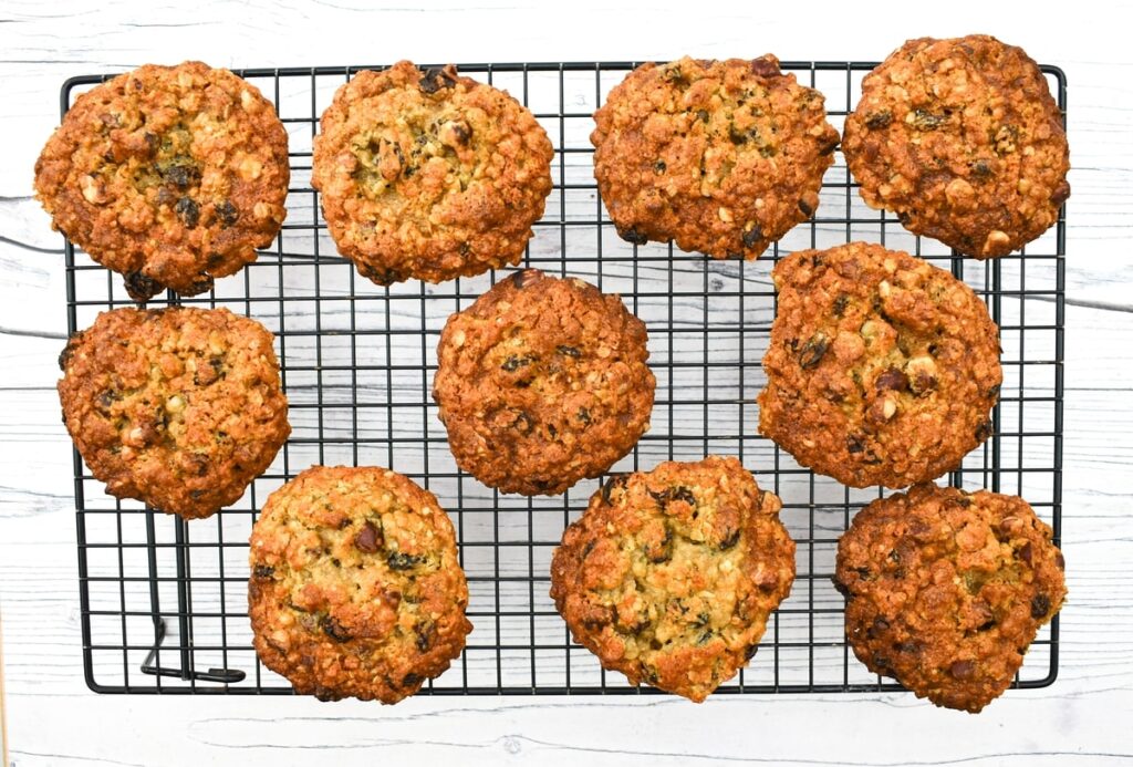 hazelnut cookies on a baking rack