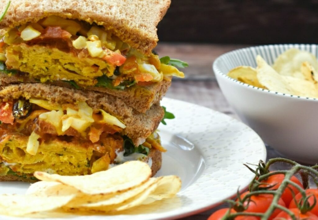 spicy onion bhaji slaw sandwich