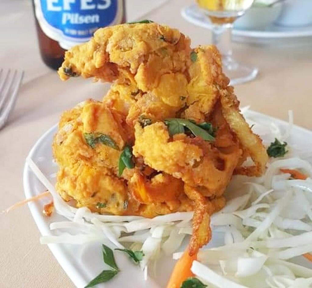 freshly made onion bhajis