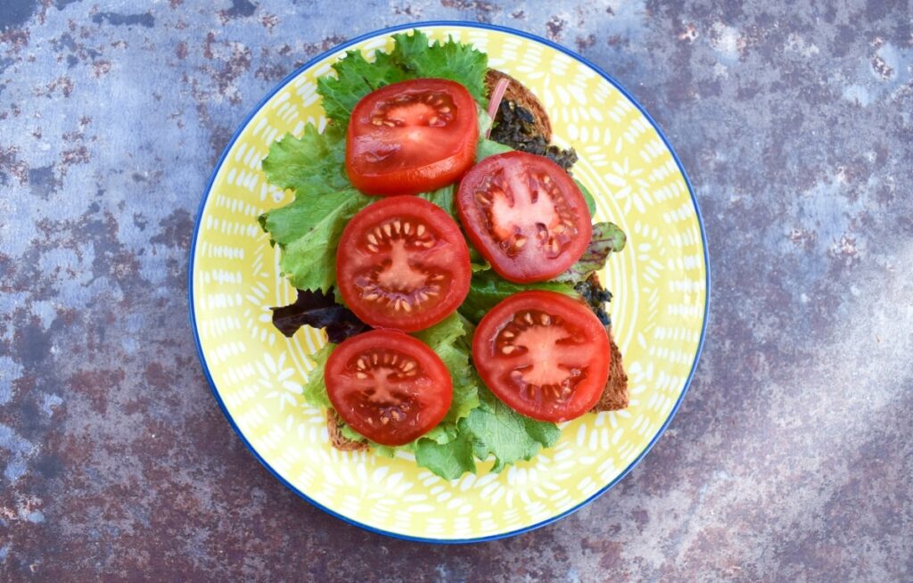 ripe salad tomatoes sliced on a toastie