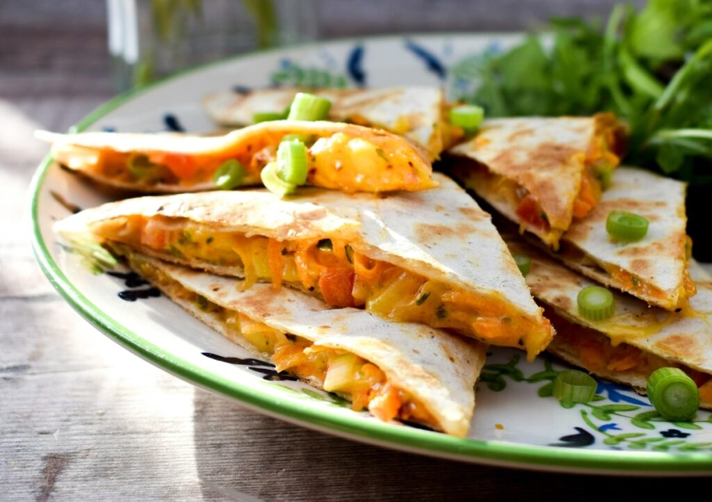 vegetable quesadillas with smoky cheese