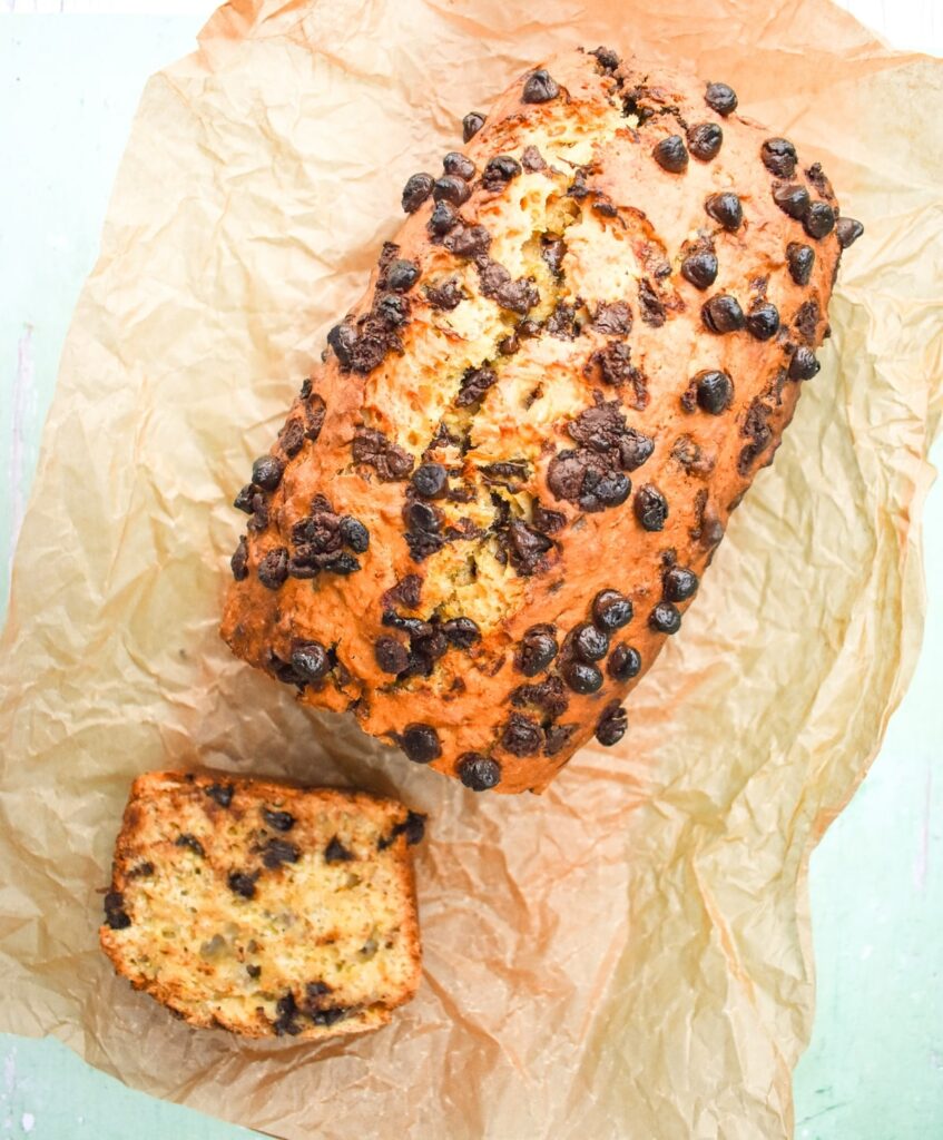 overhead shot of banana bread