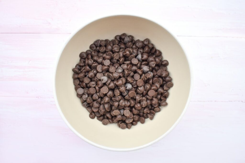 dark chocolate chips in a bowl