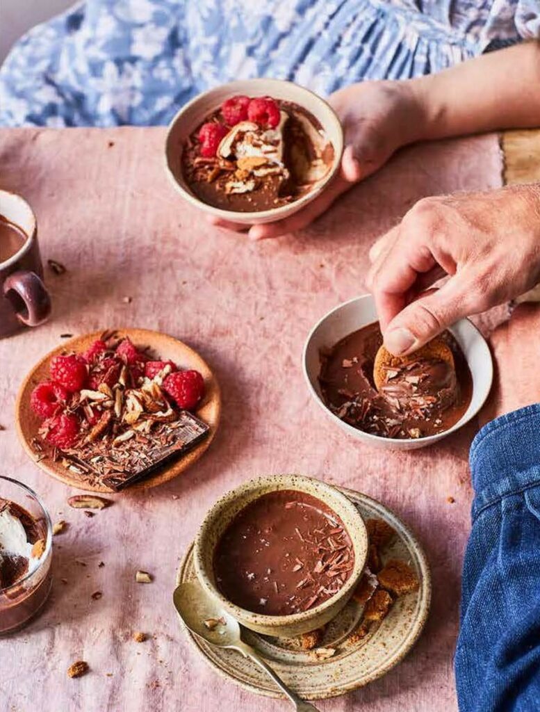 Chocolate & Date Mousse served with berries and nuts