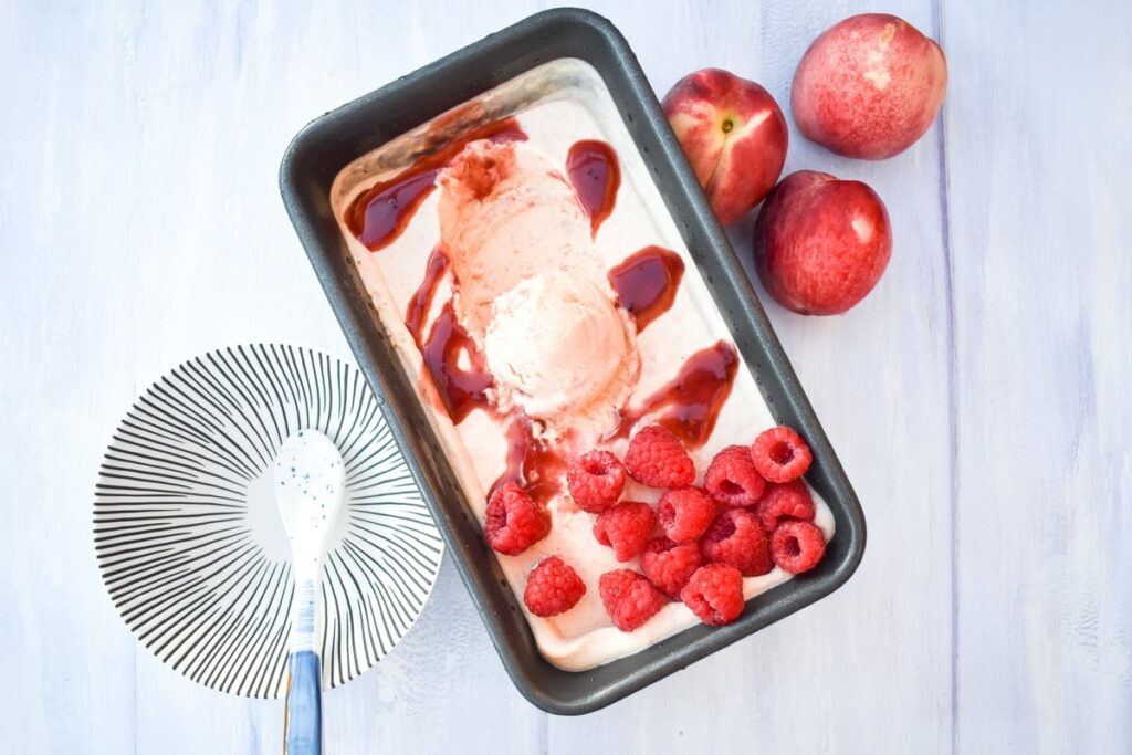 No Churn Vegan Peach Ice Cream