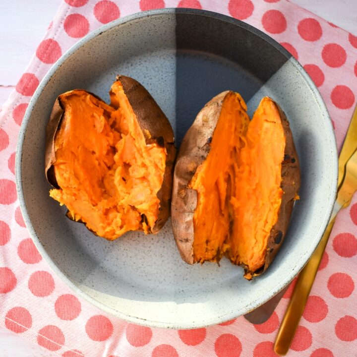 Easy Air Fryer Baked Sweet Potatoes theveganlunchbox.co.uk