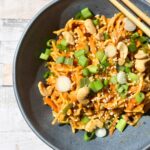 Quick vegan sriracha and peanut butter noodles
