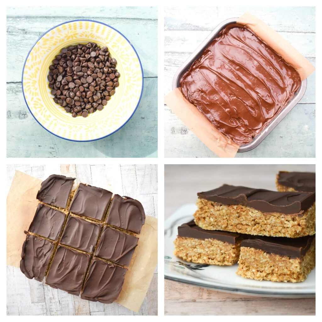 making biscoff oat bars - step 4 - chocolate layer