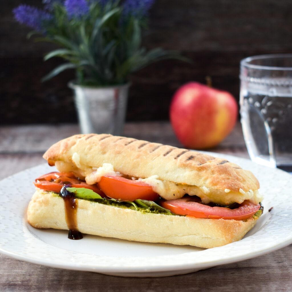 Vegan Italain Caprese Panini Sandwich.