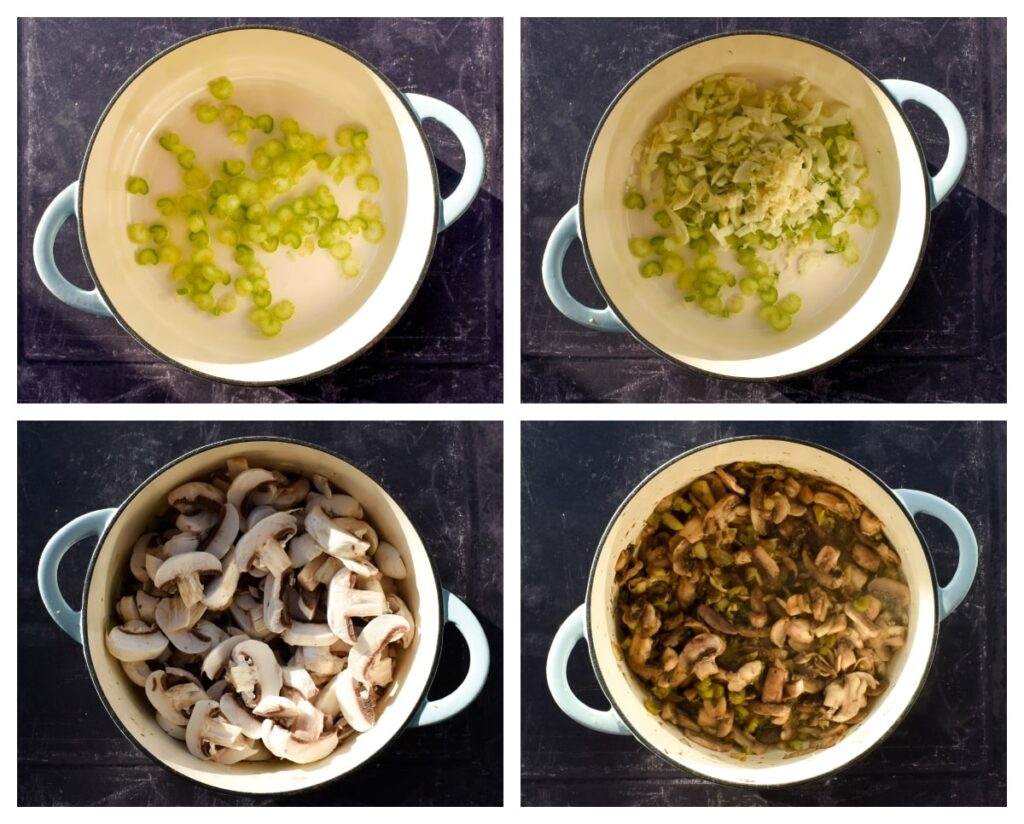 Mushroom, fennel & dill soup - step 1