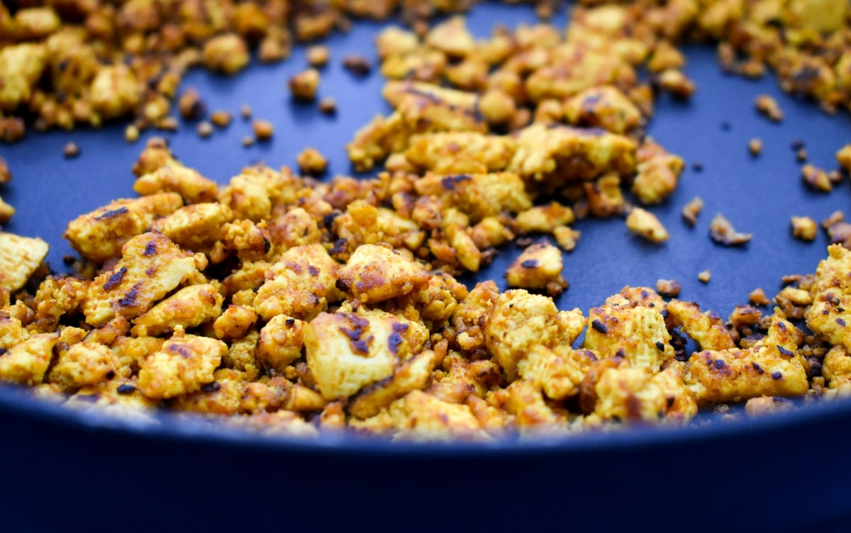 Teriyaki Tofu Crumbles for Tacos or Wraps theveganlunchbox.co.uk
