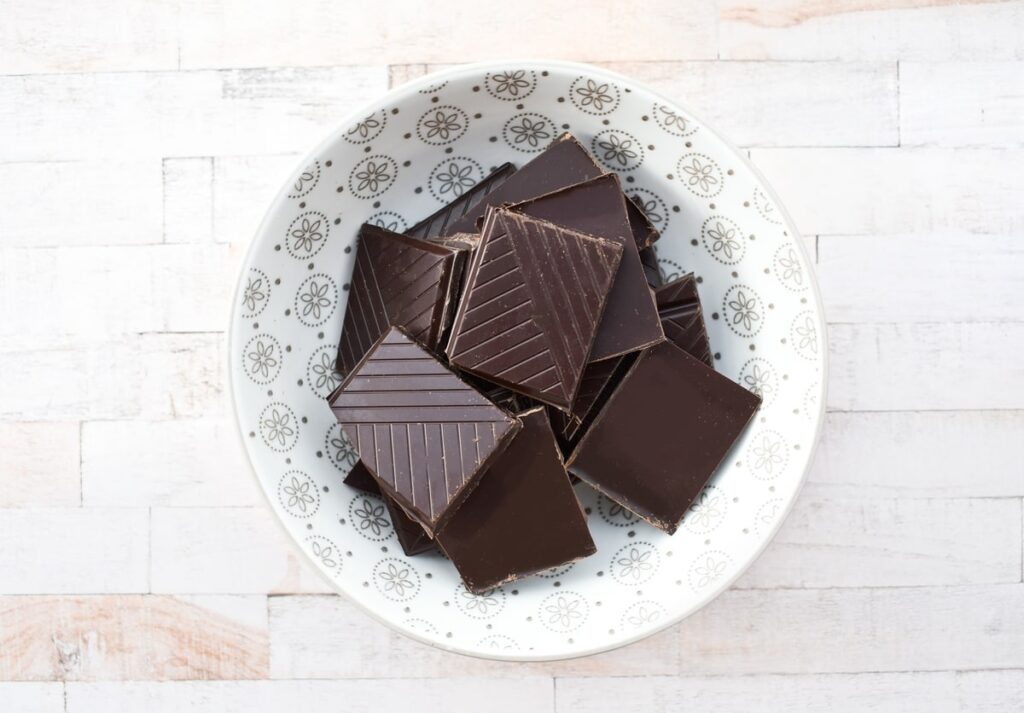 squares of dark chocolate.