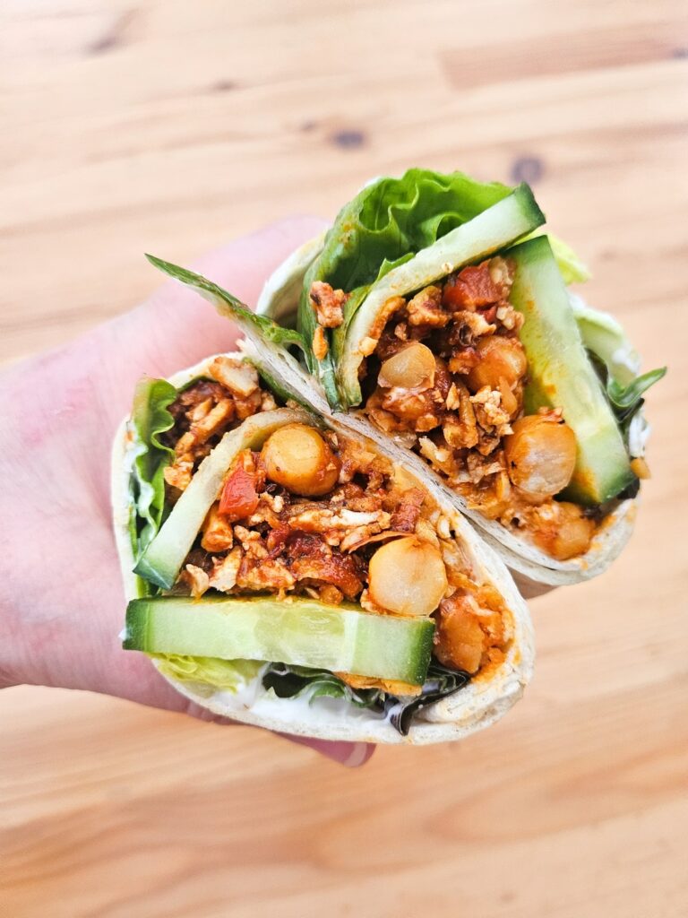 Shredded Gochujang Tofu & Chickpea Lunch Wrap.