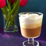 Dairy-free chocolate orange mousse in wine glasses.