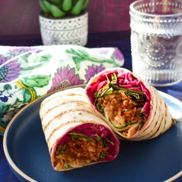 Easy BBQ Shredded Tofu Wraps with Slaw.