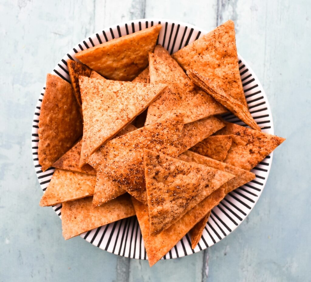 Paprika Tortilla Chips in a bowl.