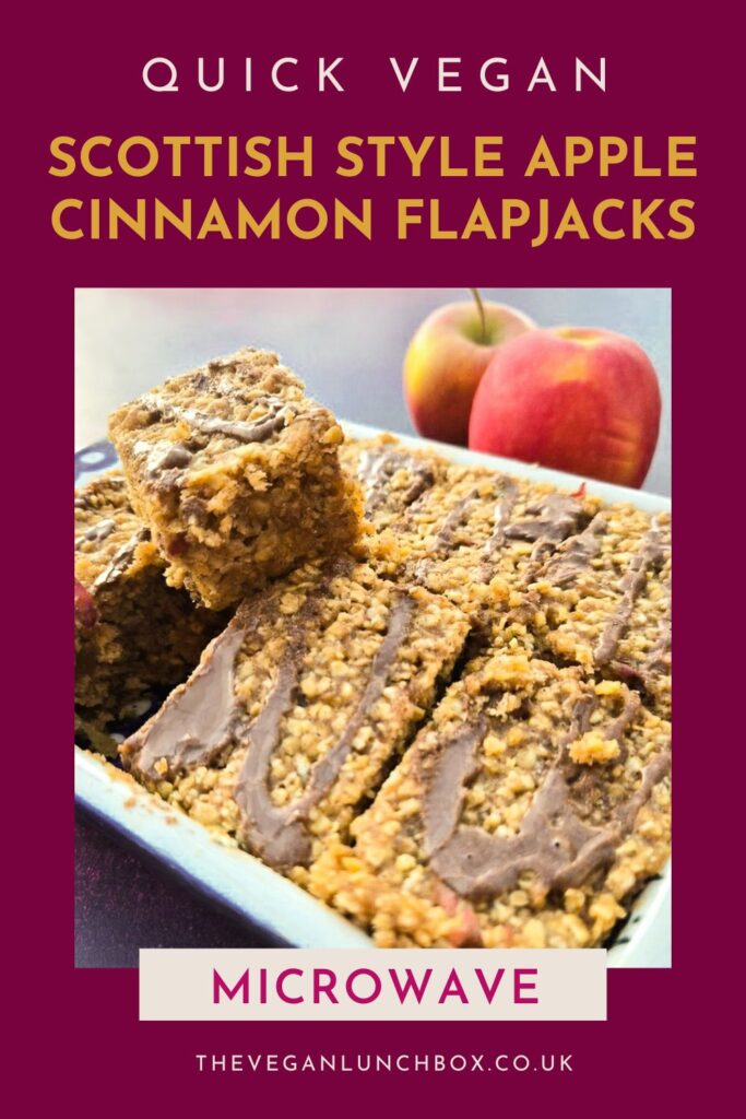 vegan scottish style apple cinnamon flapjack oat bars.