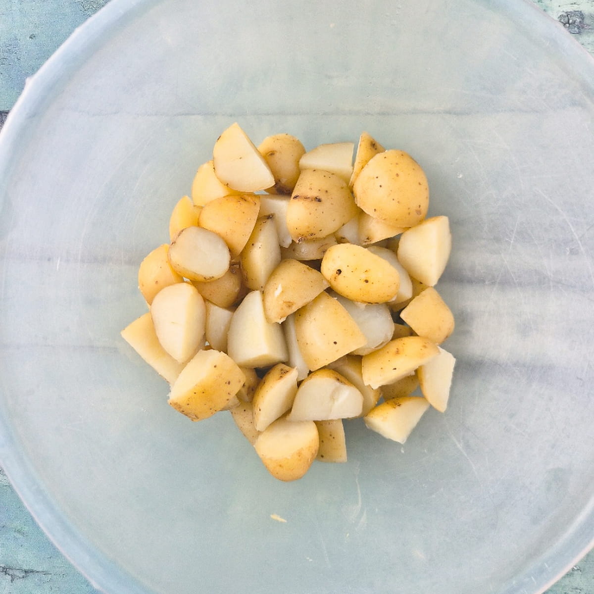 thousand island potato salad - step 3 - once cool add the potatoes to a mixing bowl.